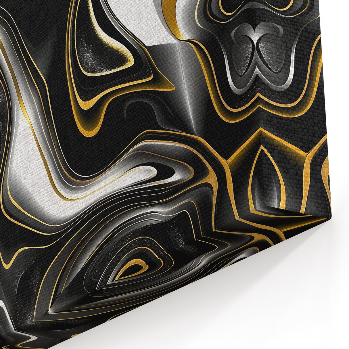 Luxury Black and Gold Abstract Art - Modern Swirl Canvas Print