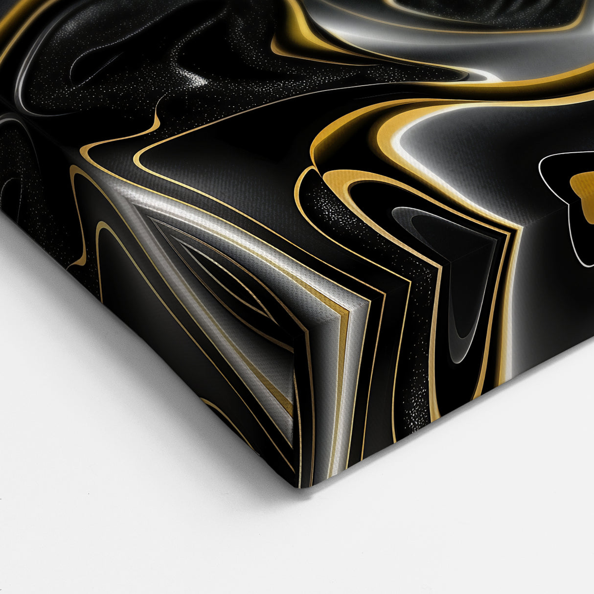 Luxury Black and Gold Abstract Art - Modern Swirl Canvas Print