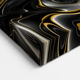 Luxury Black and Gold Abstract Art - Modern Swirl Canvas Print