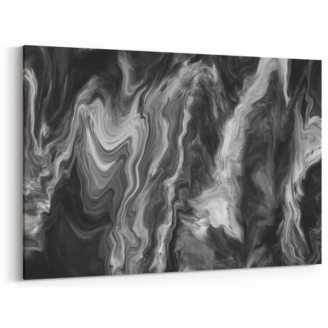 Black and White Fluid Abstract Art - Modern Swirl Canvas Print