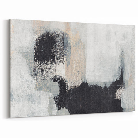 Earthen Harmony Abstracts - Textured Black & Beige Abstract Wall Art
