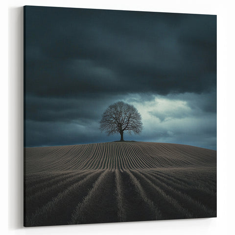 Black and White Minimalist Landscapes – Dramatic Stormy Tree Print