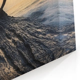 Abstract Minimalist Nature Art – Lone Tree on Rocky Cliff Print