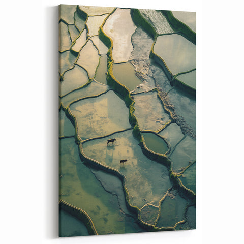 Minimalist Landscape Wall Art – Abstract Terraced Reflections Print