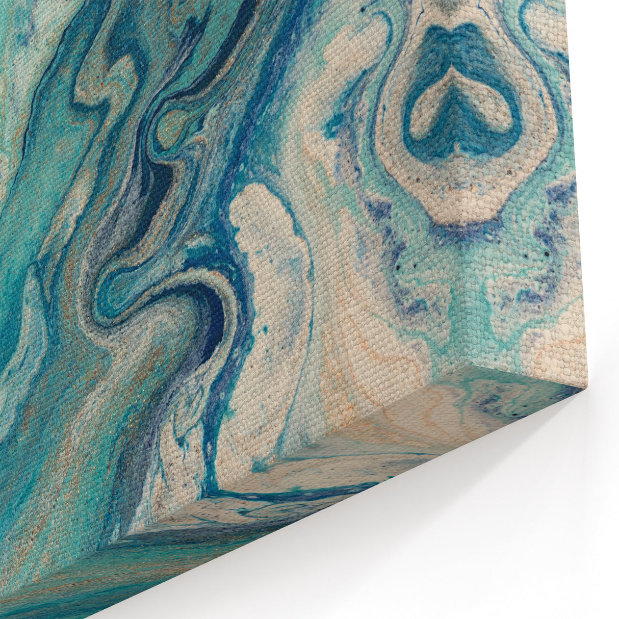Fluid Abstract Wall Art – Ocean Blue & Turquoise Swirls Canvas