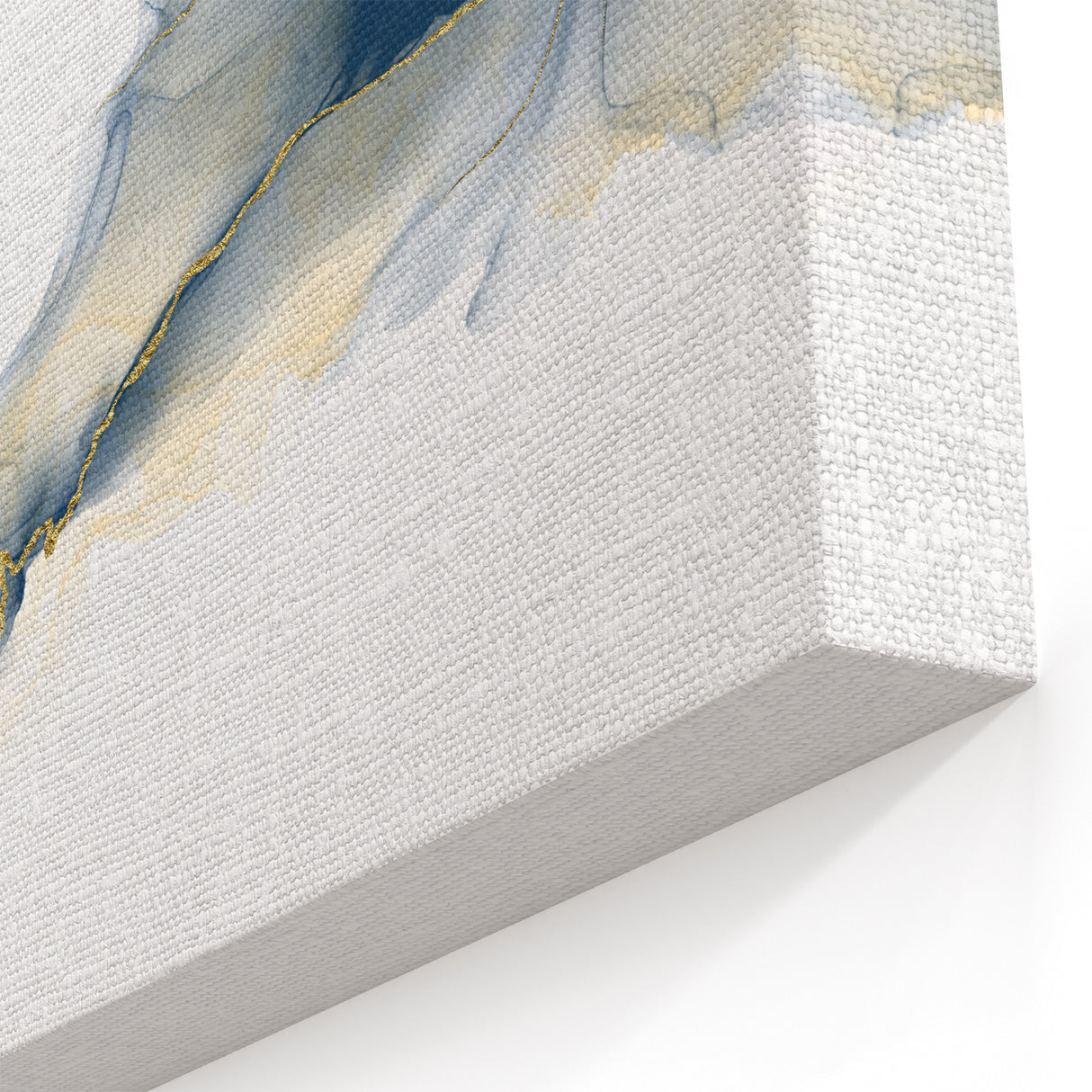 Minimalist Fluid Abstract Art – Navy & Gold Ink Swirl Canvas