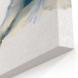 Minimalist Fluid Abstract Art – Navy & Gold Ink Swirl Canvas
