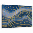Fluid Abstract Wall Art – Navy Blue & Gold Wave Canvas