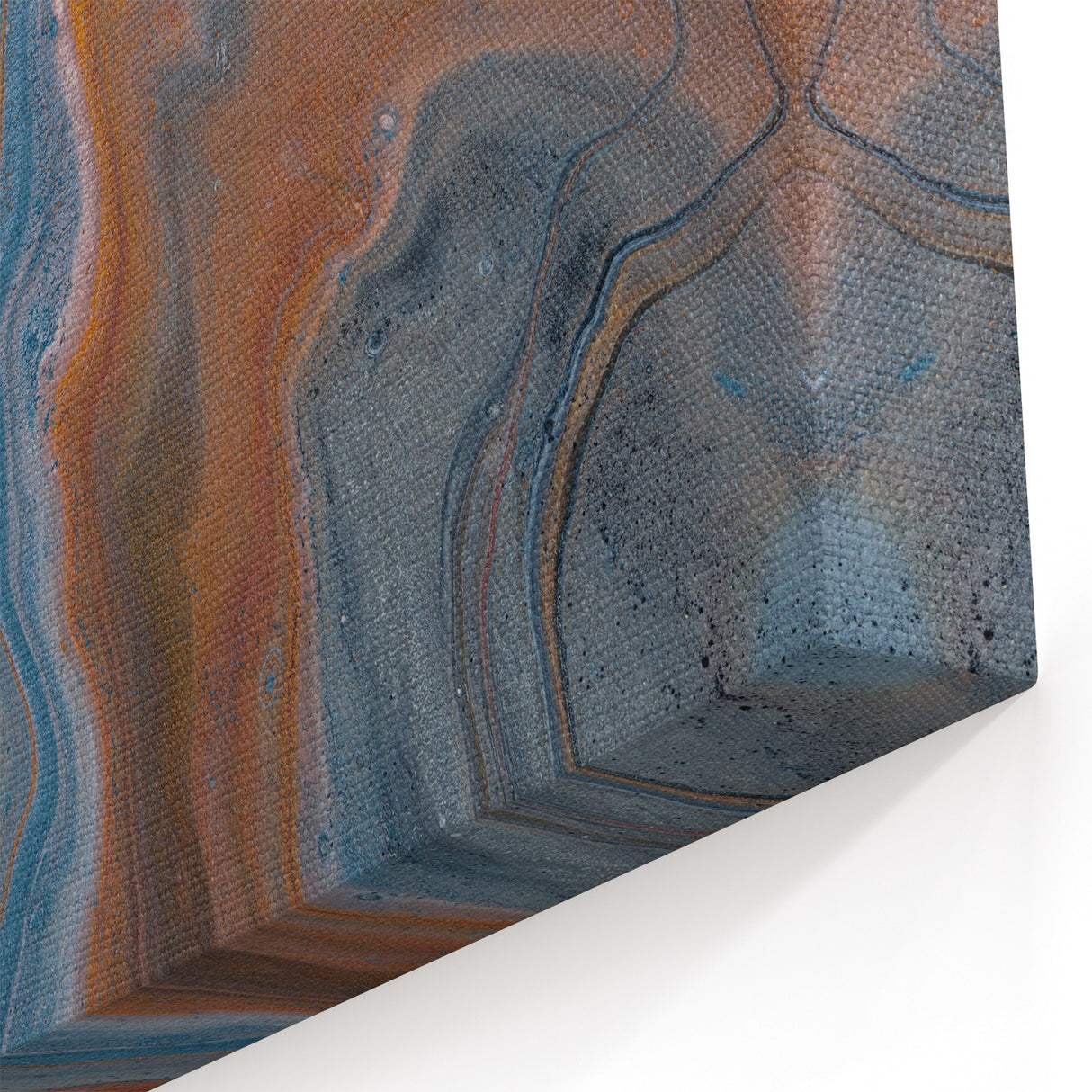 Fluid Acrylic Wall Decor – Rust & Blue Swirling Abstract Canvas