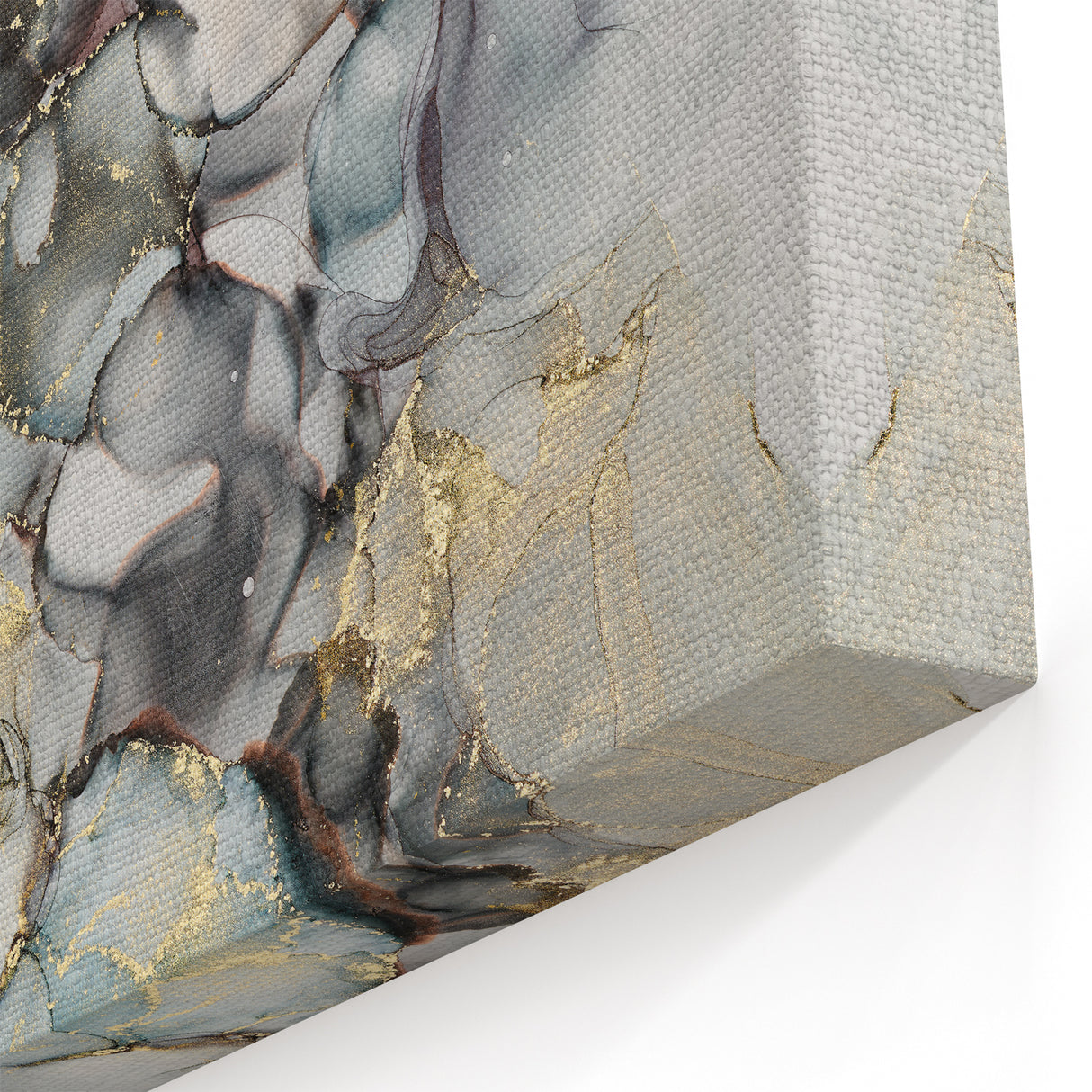 Abstract Fluid Canvas Art – Gold & Brown Marble Ink Swirls
