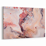 Modern Fluid Art Prints – Peach & Burgundy Swirling Canvas