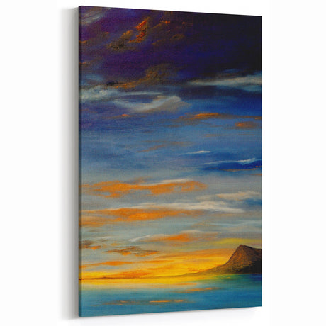 Abstract Minimalist Landscape Painting – Serene Ocean Sunset Print