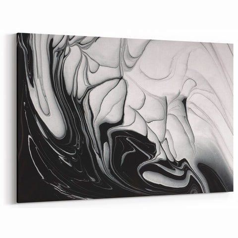 Modern Monochrome Fluid Art – Abstract Fluid Canvas Wall Decor