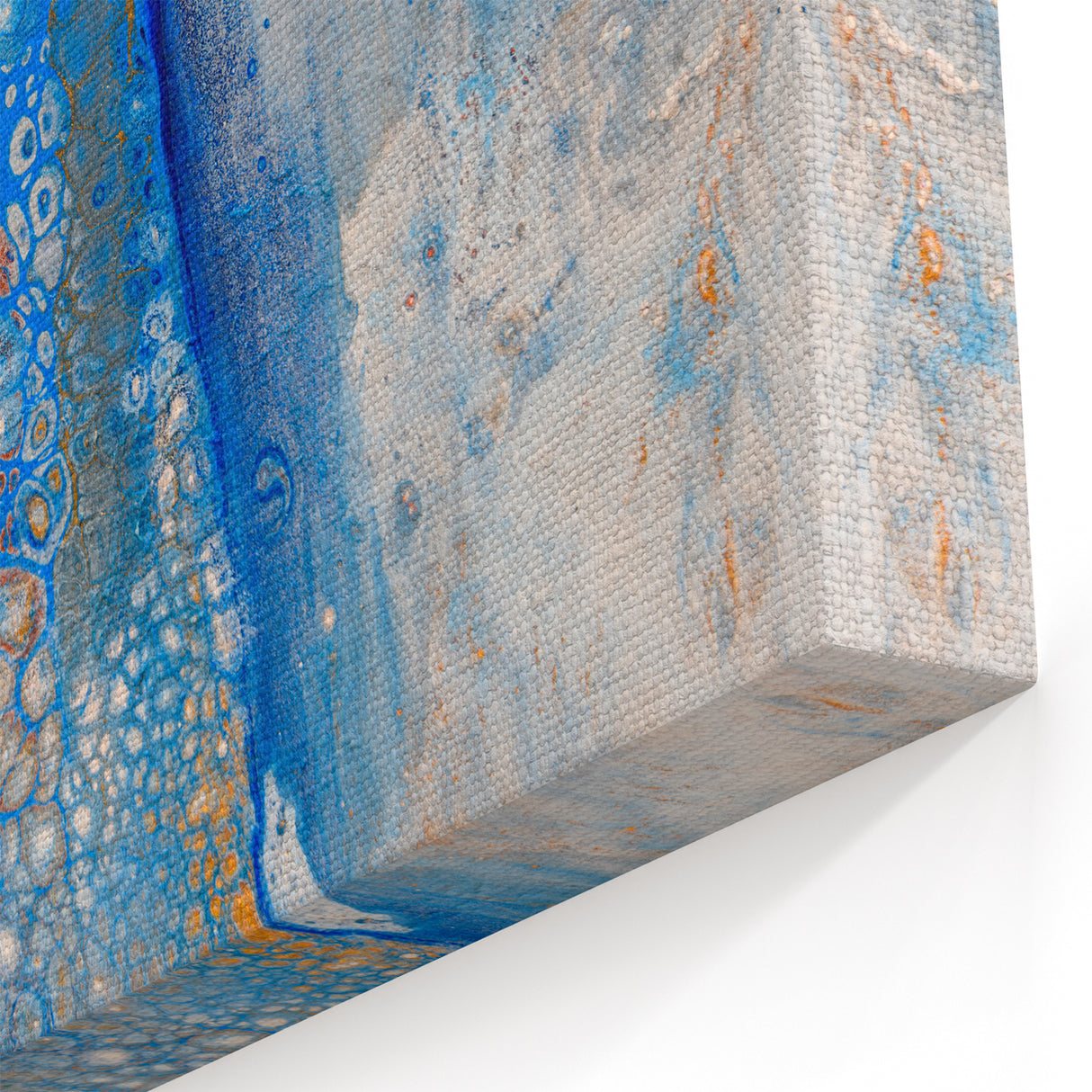 Fluid Abstract Wall Art – Blue & Gold Modern Acrylic Canvas Print