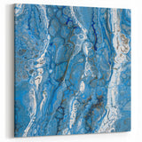 Modern Fluid Abstract Wall Art – Blue & White Acrylic Canvas Print