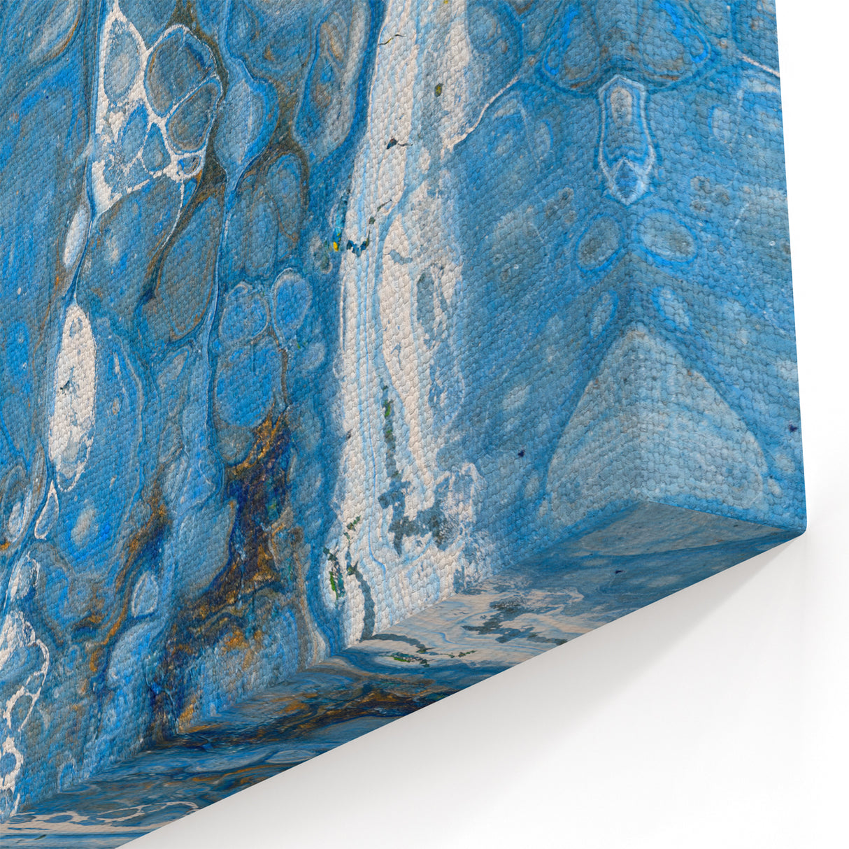 Modern Fluid Abstract Wall Art – Blue & White Acrylic Canvas Print