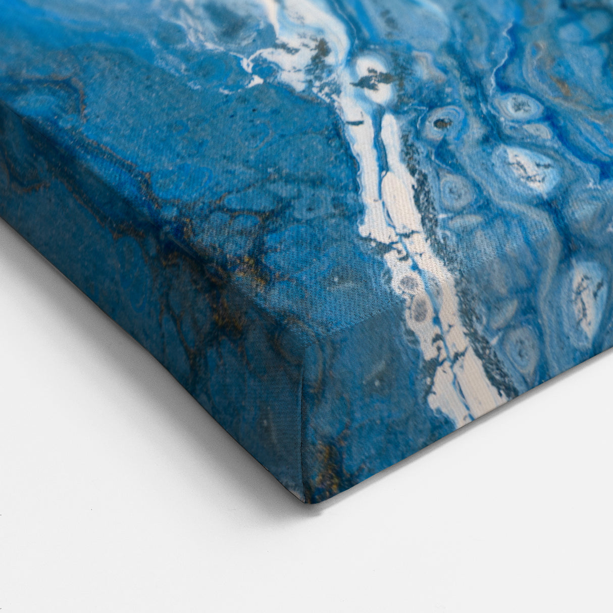 Modern Fluid Abstract Wall Art – Blue & White Acrylic Canvas Print