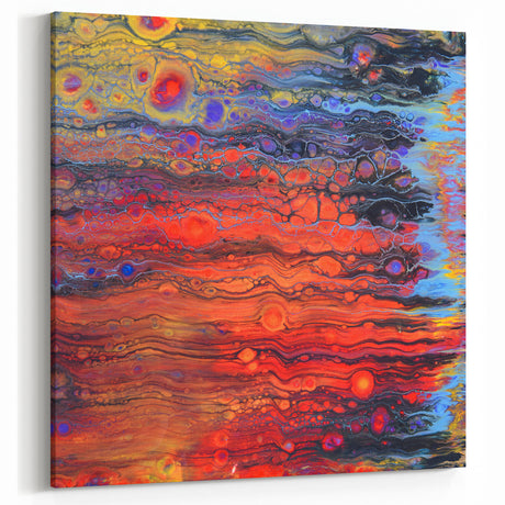 Contemporary Fluid Art Piece – Fiery Red & Orange Abstract Print