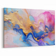 Abstract Fluid Canvas Art – Pink, Blue & Gold Modern Wall Print
