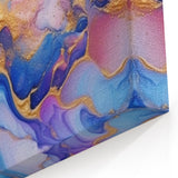 Abstract Fluid Canvas Art – Pink, Blue & Gold Modern Wall Print