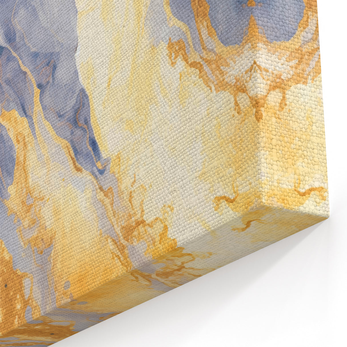 Contemporary Fluid Art Piece – Navy Blue & Gold Canvas Print
