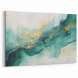 Modern Fluid Art Print – Teal & Gold Abstract Canvas Decor