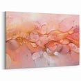 Abstract Fluid Canvas Art – Peach & Gold Modern Wall Decor
