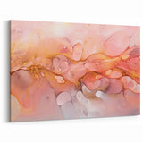 Abstract Fluid Canvas Art – Peach & Gold Modern Wall Decor