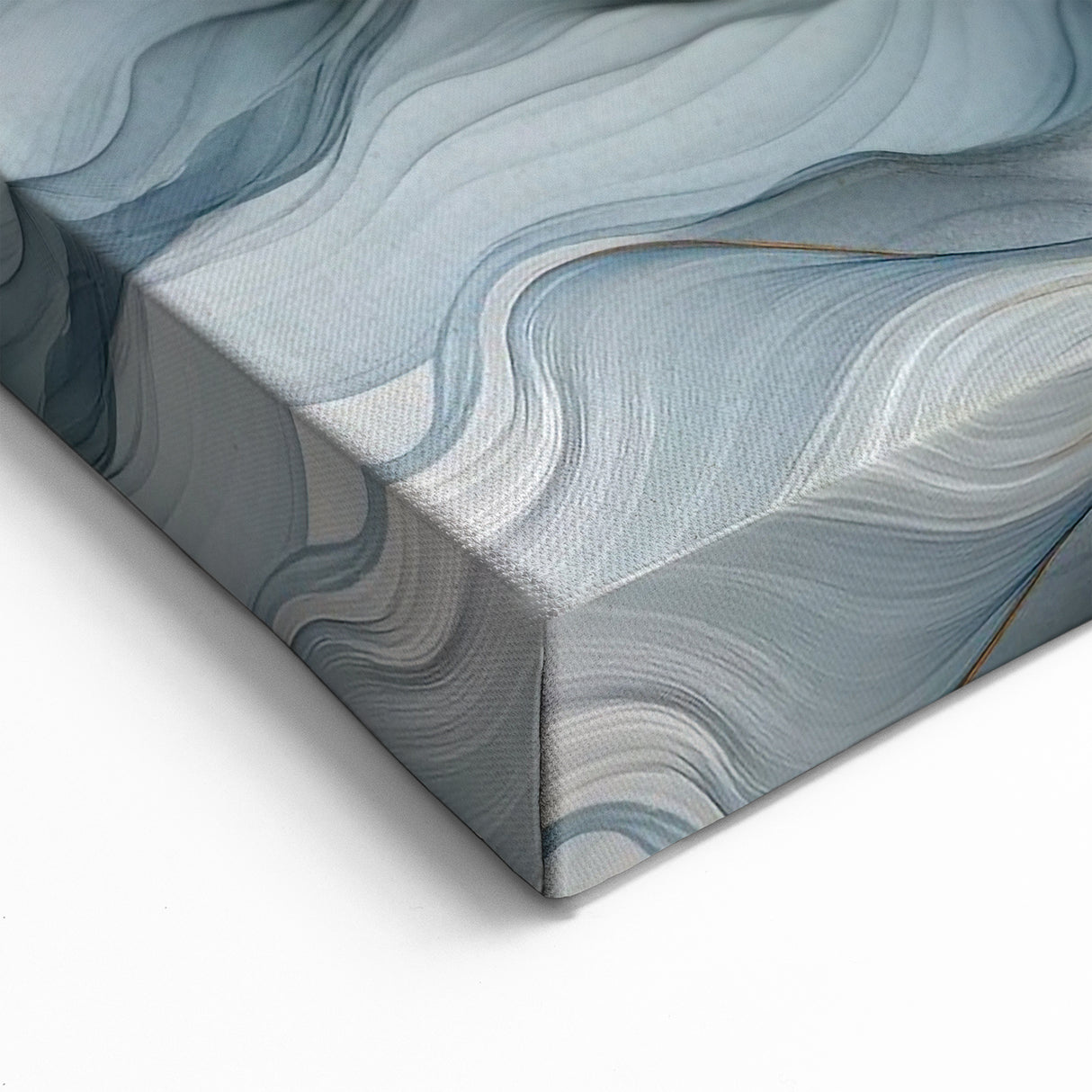 Abstract Fluid Canvas Art – Gray Blue & Gold Elegant Wall Decor