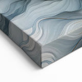 Abstract Fluid Canvas Art – Gray Blue & Gold Elegant Wall Decor