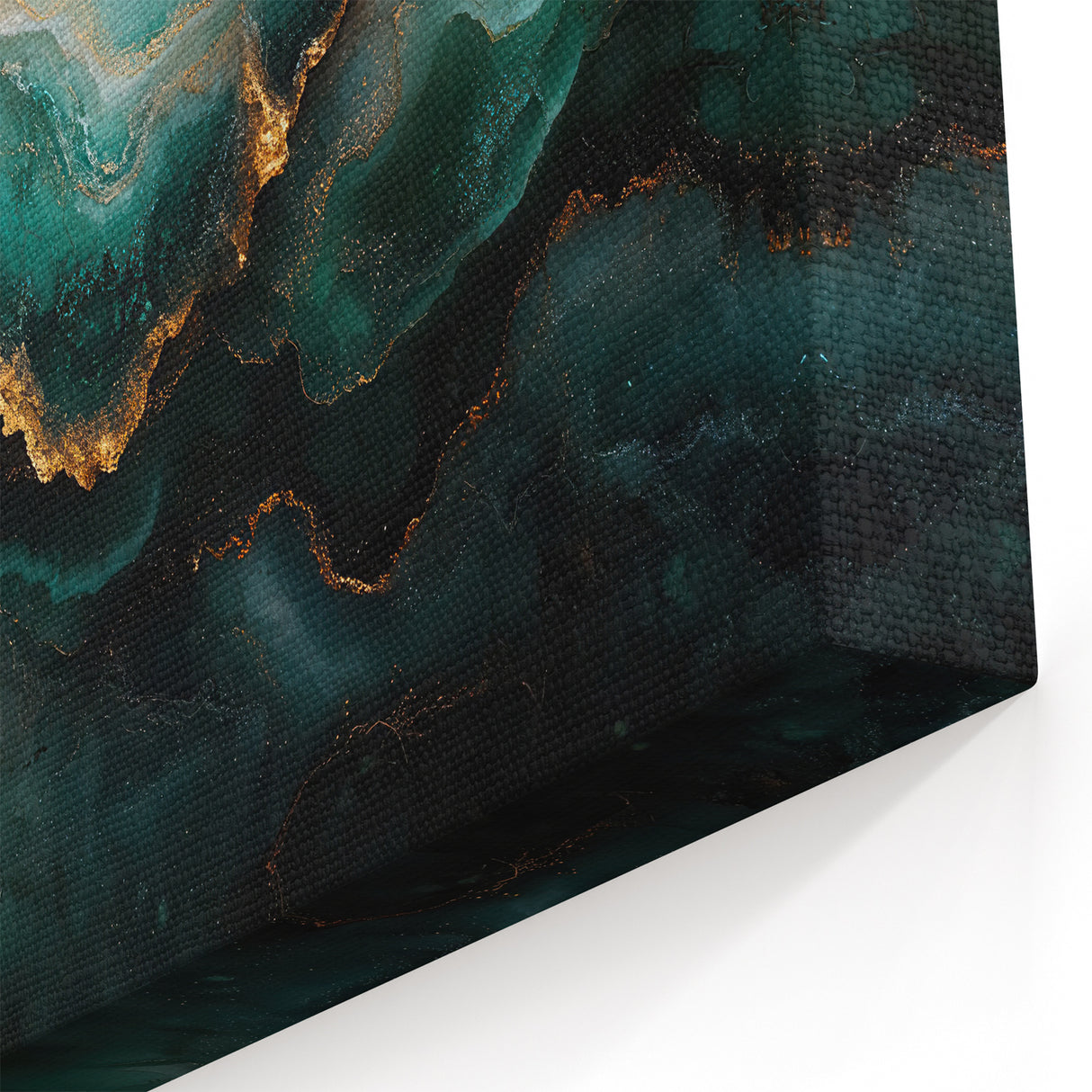 Emerald Green & Gold Fluid Canvas Art – Luxury Abstract Decor