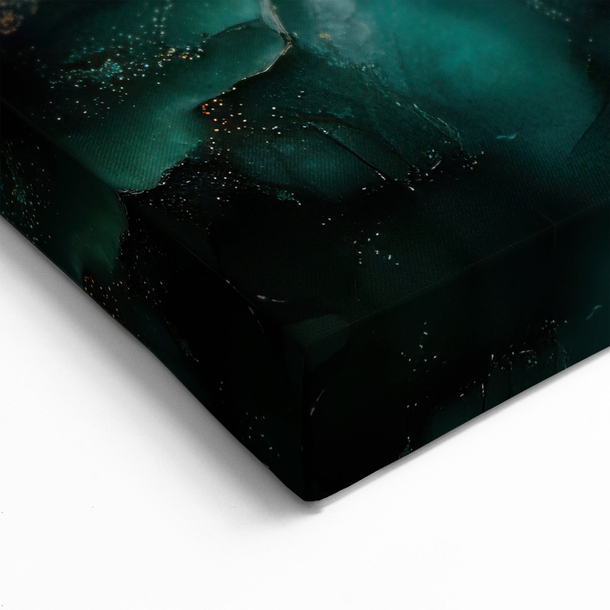 Emerald Green & Gold Fluid Canvas Art – Luxury Abstract Decor