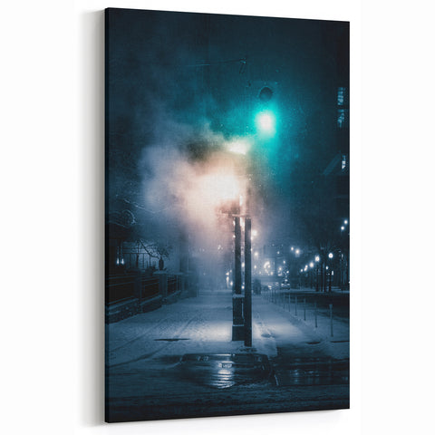 Contemporary City Wall Decor - Moody Winter Urban Scene Print