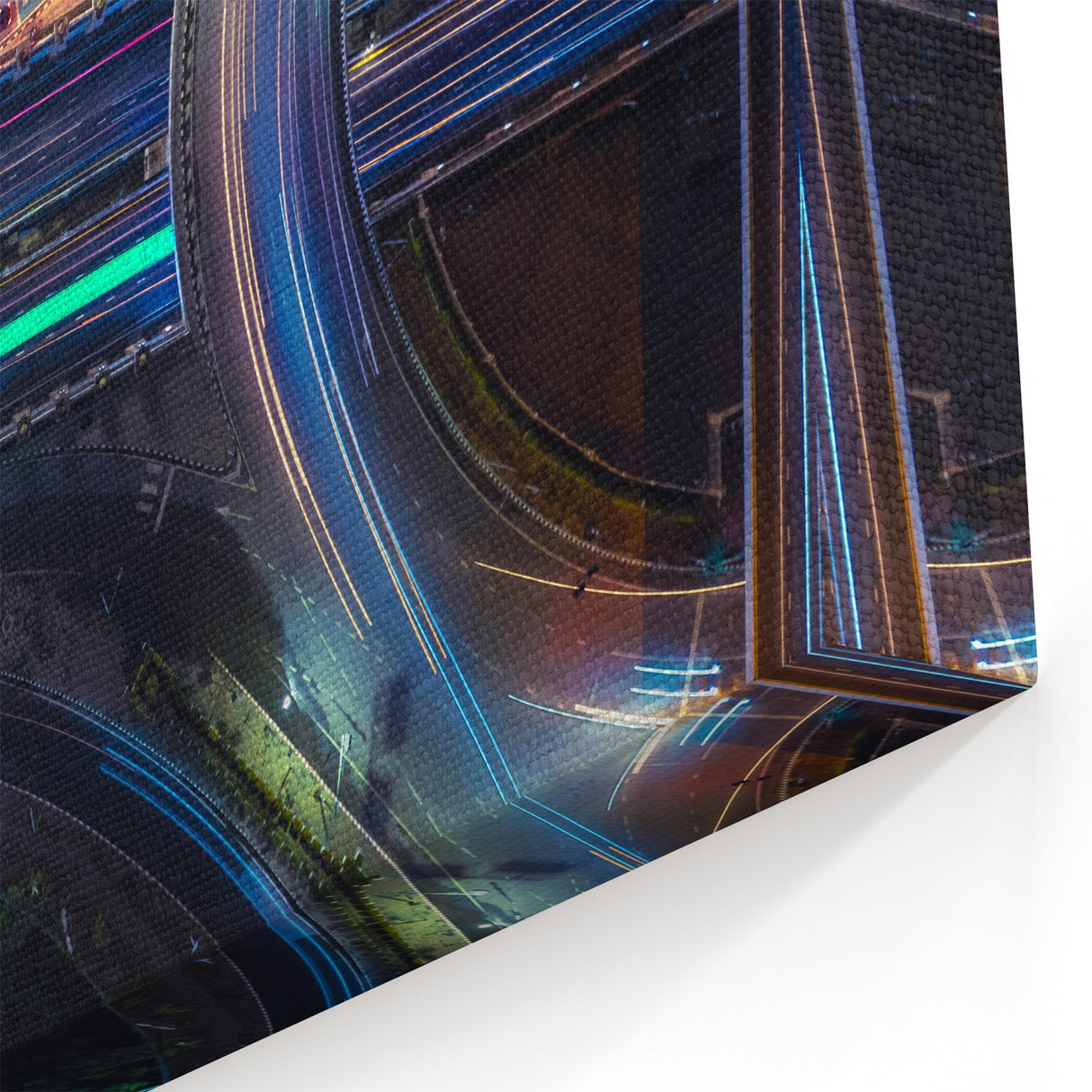 Vibrant Cityscape Canvas Prints – Neon Highway Modern Wall Art
