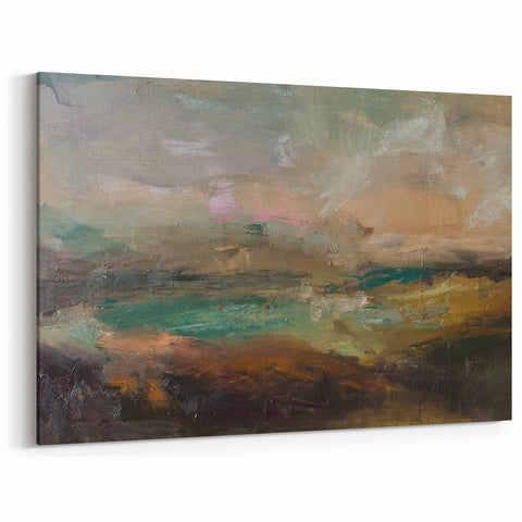 Abstract Minimalist Landscape Paintings – Earthy Textured Nature Art