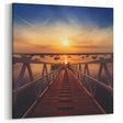 Minimalist Coastal Landscape Art – Sunset Pier with Boats Wall Print