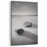 Black and White Minimalist Landscapes – Calm Ocean Rock Scene Print