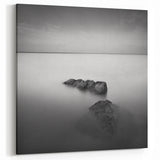 Black and White Minimalist Landscapes – Serene Ocean Rock Wall Print