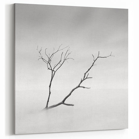 Minimalist Landscape Wall Art – Solitary Branch in Soft Mist