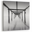 Minimalist Coastal Landscape Art – Pier Perspective in Monochrome