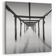 Minimalist Coastal Landscape Art – Pier Perspective in Monochrome