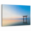Abstract Minimalist Landscape Paintings – Torii Gate at Sunrise