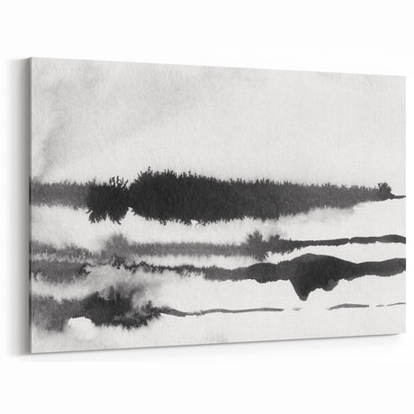 Black and White Minimalist Landscapes – Inked Forest Horizon View