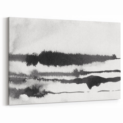 Black and White Minimalist Landscapes – Inked Forest Horizon View