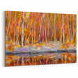Abstract Minimalist Landscape Paintings – Autumn Forest Reflection