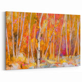 Minimalist Landscape Wall Art – Warm Autumn Forest in Abstract Color