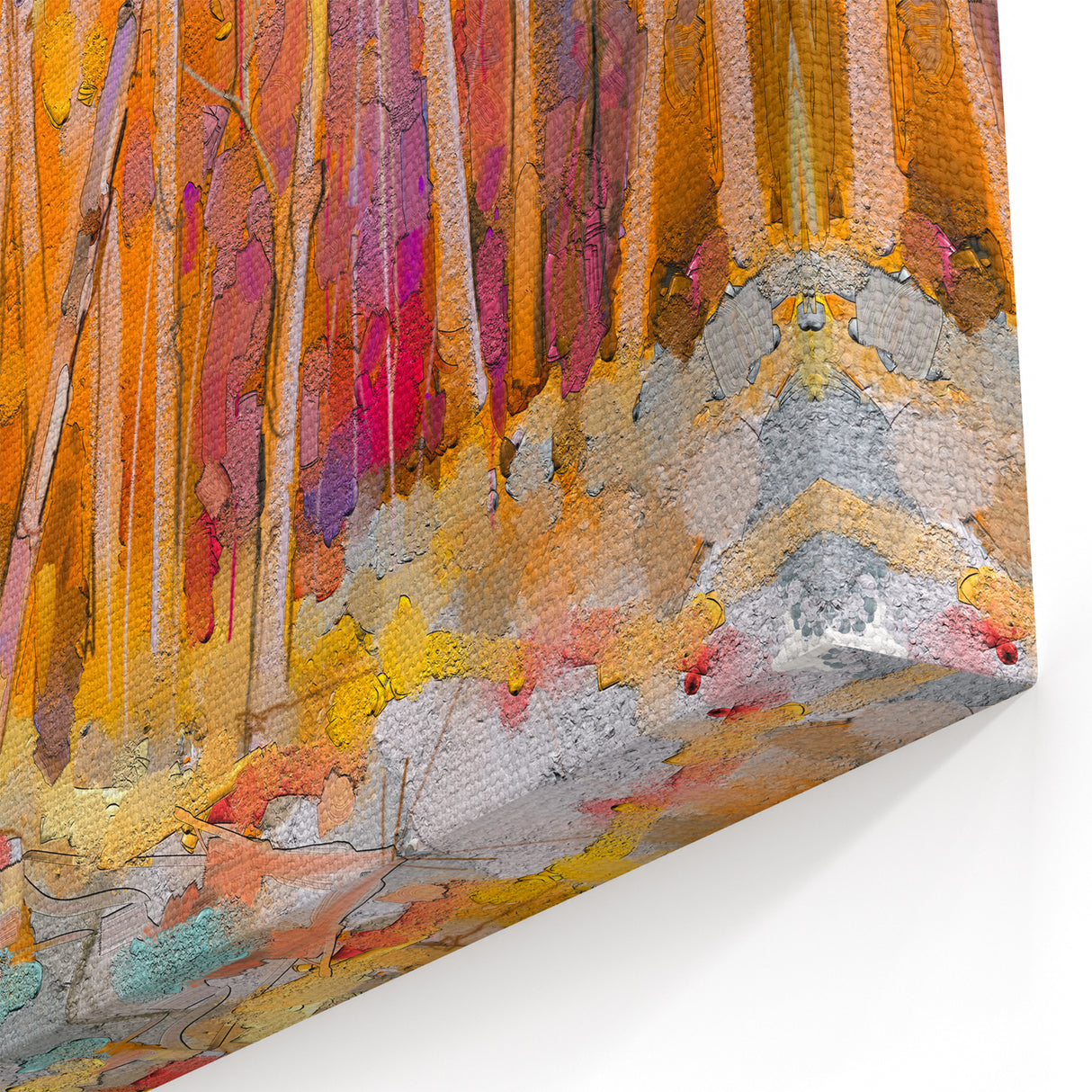 Minimalist Landscape Wall Art – Warm Autumn Forest in Abstract Color
