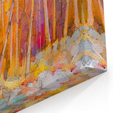 Minimalist Landscape Wall Art – Warm Autumn Forest in Abstract Color
