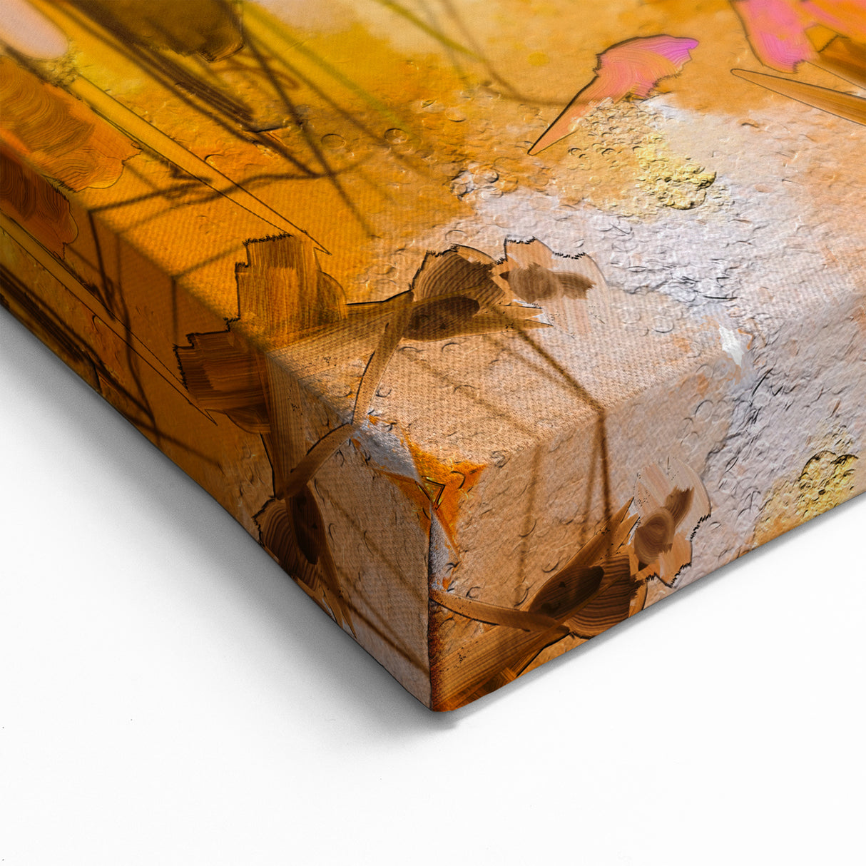 Minimalist Landscape Wall Art – Warm Autumn Forest in Abstract Color