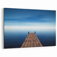 Minimalist Coastal Landscape Art – Wooden Pier Over Calm Blue Sea